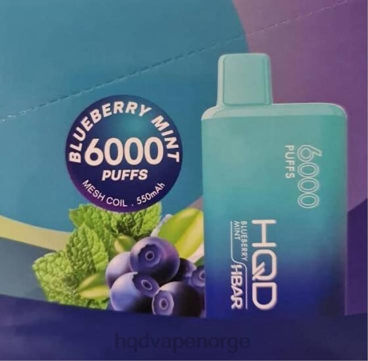 HQD Vape Norge | HQD HBAR 6000 drag blåbær mynte 86LXD51