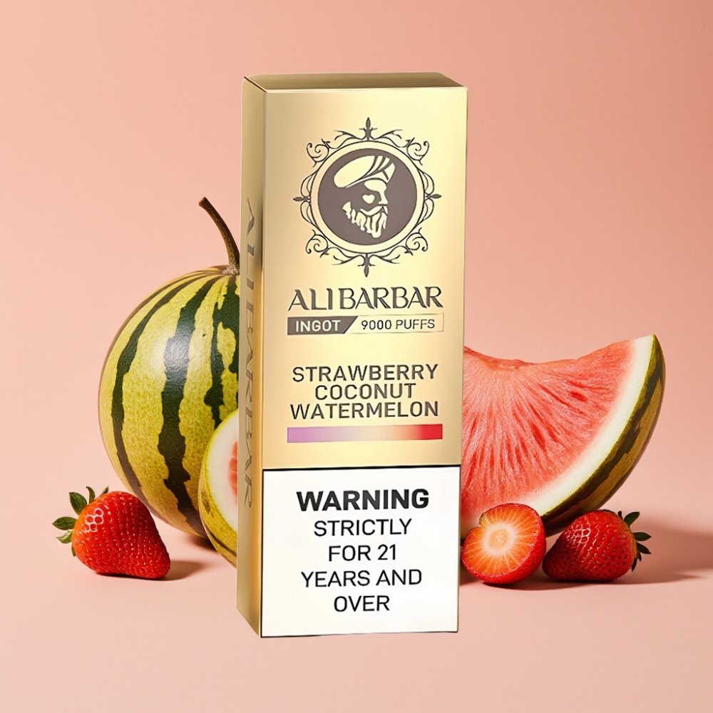 Alibarbar Ingot 9000 Puffs Engangsvaper Jordbær Kokosnapp Vannmelon 22ml 2350mAh