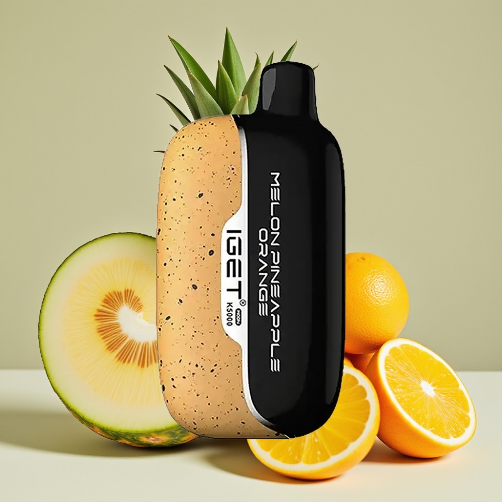 IGET Moon K5000 Puffs Engangs E-Vape Melon Ananas Appelsin – 81,5 g, PC, Mesh Coil 1,35 Ohm, 49,5x25,3x99,4 mm