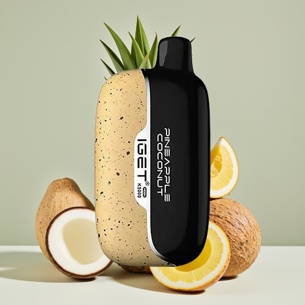IGET Moon K5000 Puffs Engangs Vape Ananas Kokos – 81,5 g, PC, Mesh Coil 1,35 Ohm, 49,5x25,3x99,4 mm