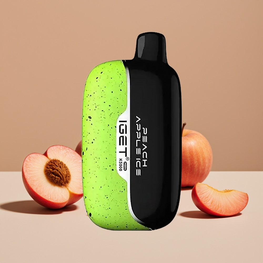 IGET Moon K5000 Puffs Engangs Vape Fersken Eple – 81,5 g, PC, Mesh Coil 1,35 Ohm, 49,5x25,3x99,4 mm