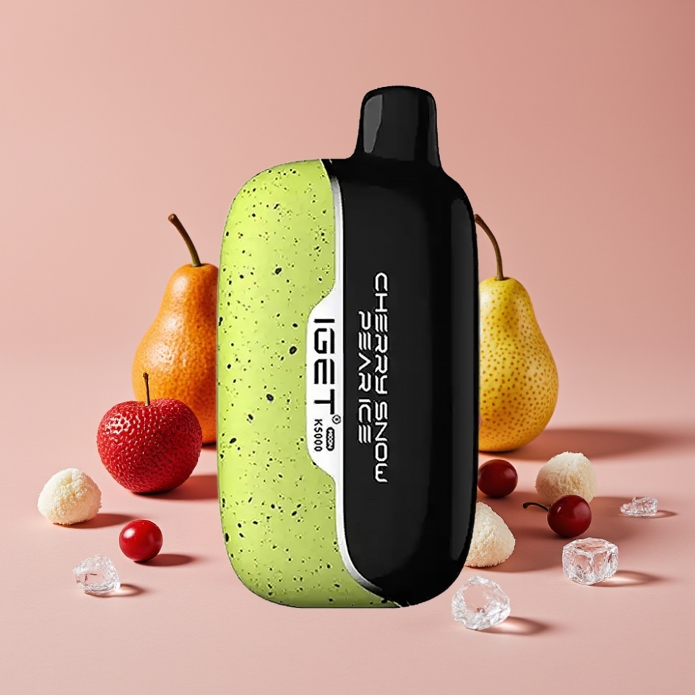 IGET Moon K5000 Puffs Engangsdamper Kirsebær Snø Pære Is – 81,5 g, 1,35 Ohm Mesh Coil