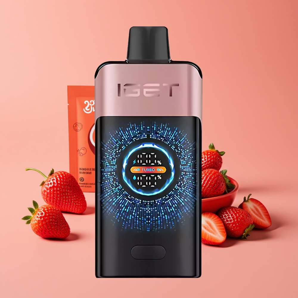 IGET ONE 12000 Puffs EngangsVape Chupa Chups Jordbær – 2700 mAh, 0.6 Ohm Dual Mesh Coil