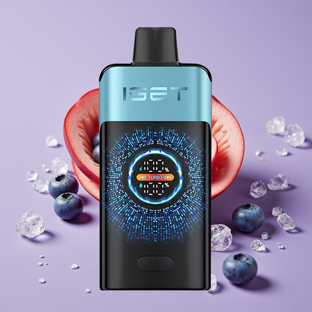 IGET ONE 12000 Puffs Engangs Vape Blåbær Is med 2700 mAh Batteri og Stor Bøyd Fargeskjerm
