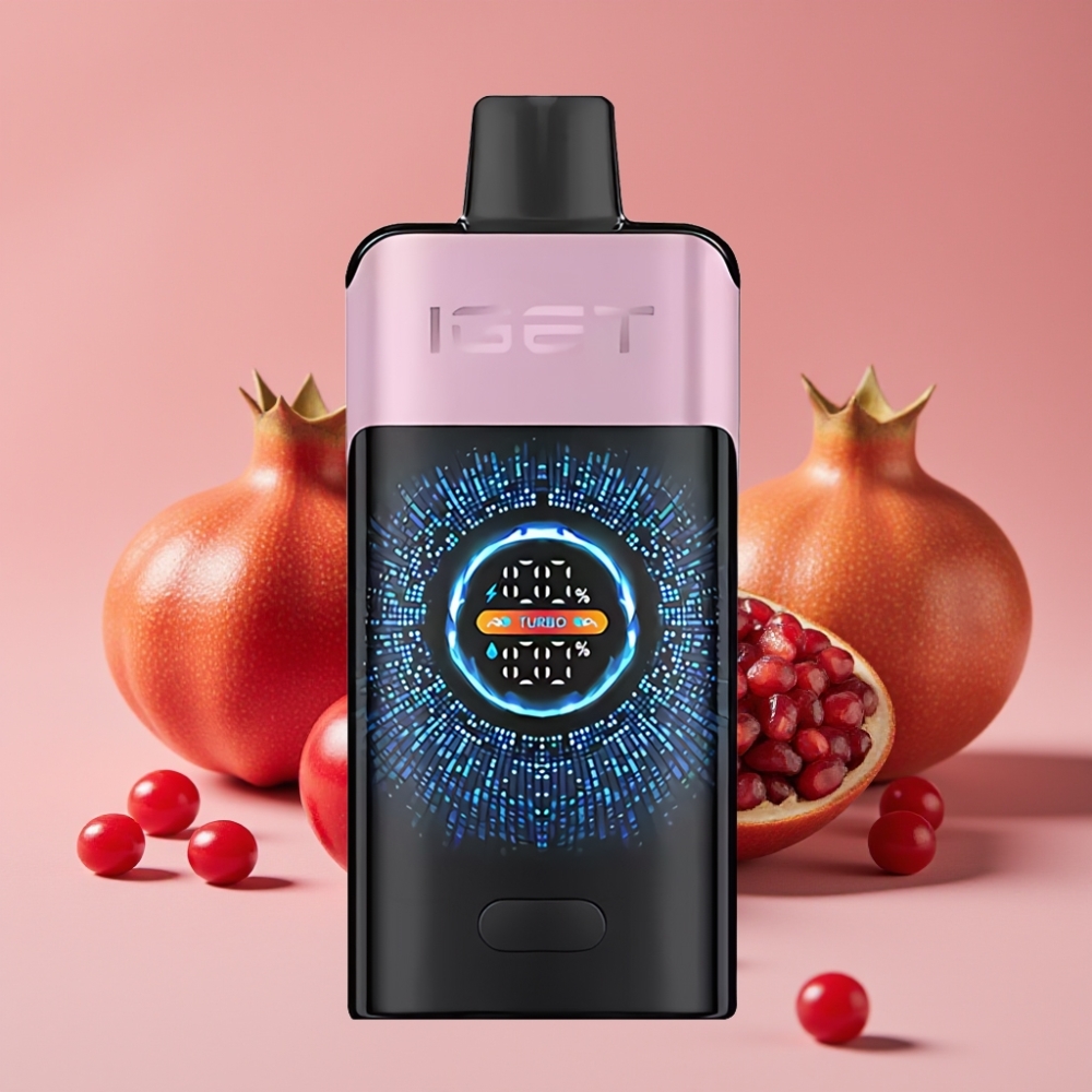 IGET ONE 12000 Puffs Engangs Vape Kirsebær Granate Materiale PCTG+ALU+PC Skjerm 2700 mAh
