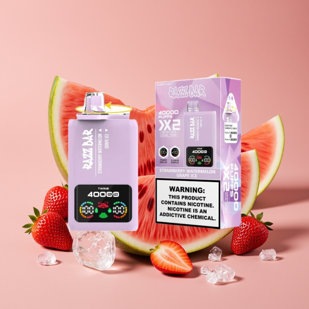 Razz Bar 40000 Puffs Skjerm Type-C Jordbær Vannmelon & Drue Is