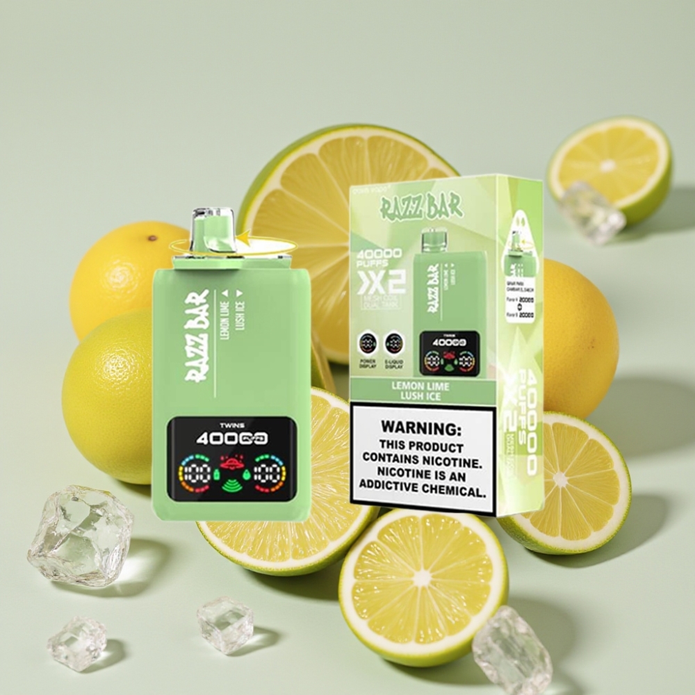 Razz Bar 40000 Puffs Skjermvisning Type-C Sitron Lime & Lush Ice