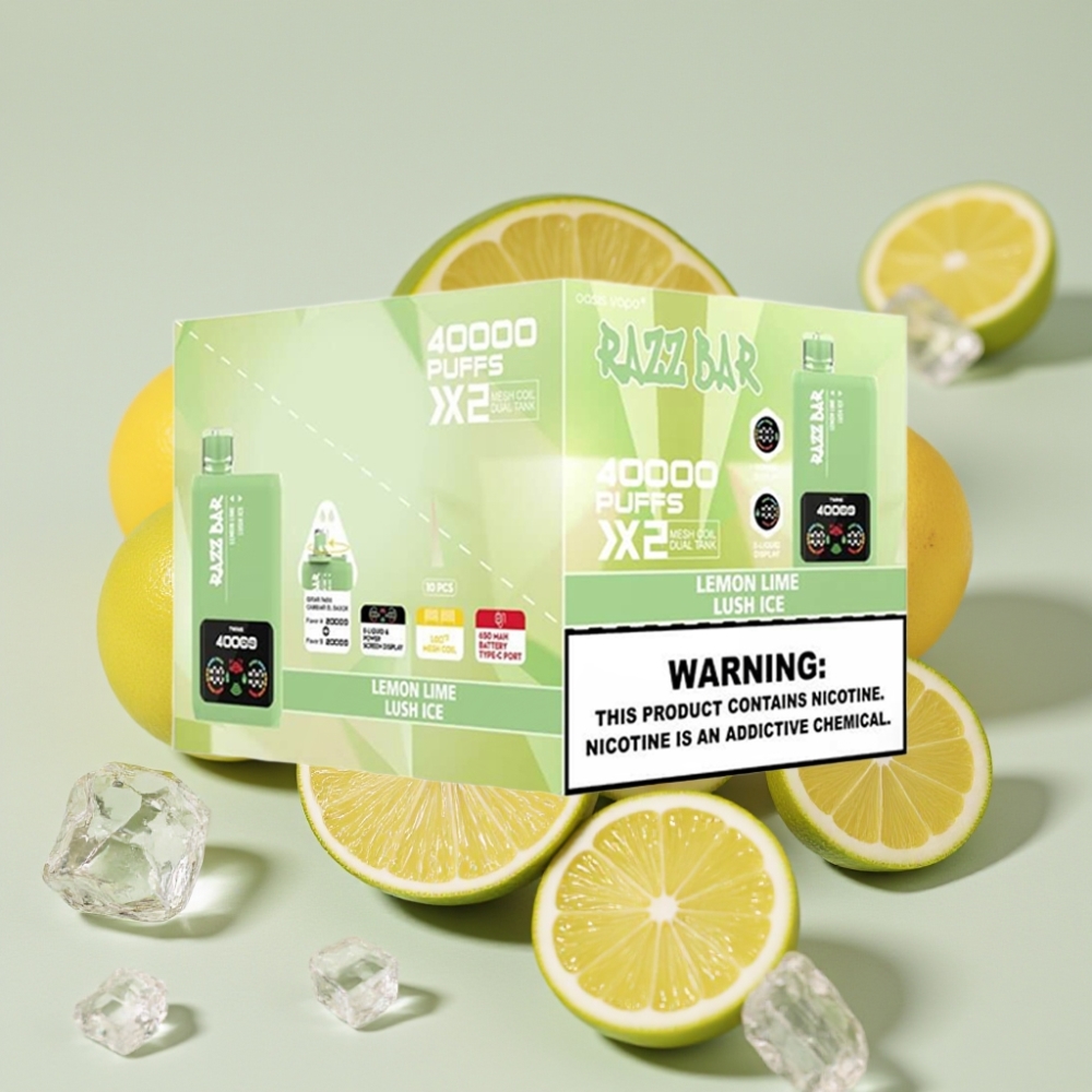 Razz Bar 40000 Puffs Skjermvisning Type-C Sitron Lime & Lush Ice
