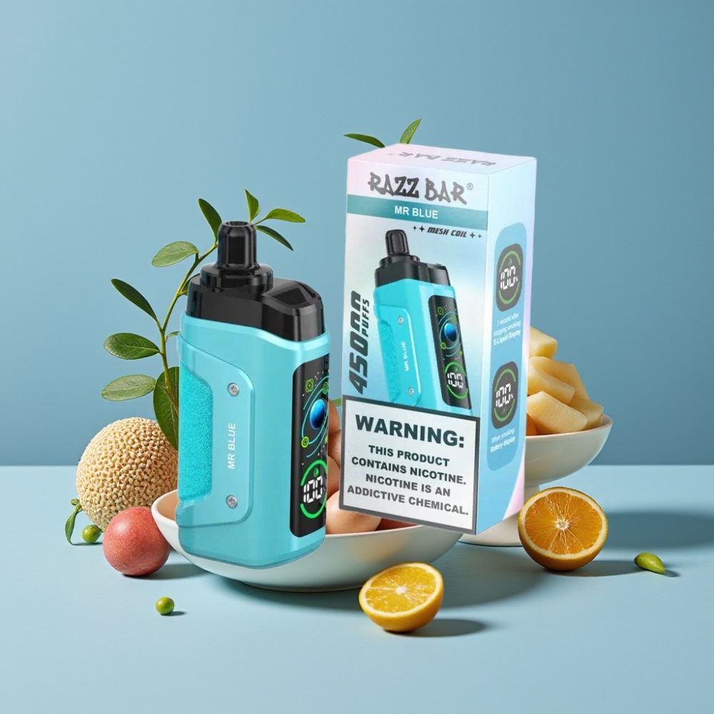 Razz Bar 45000 Puffs Engangs Vape Herr Blå – Justerbar Luftstrøm, Type-C, 20 mg/ml Nikotin