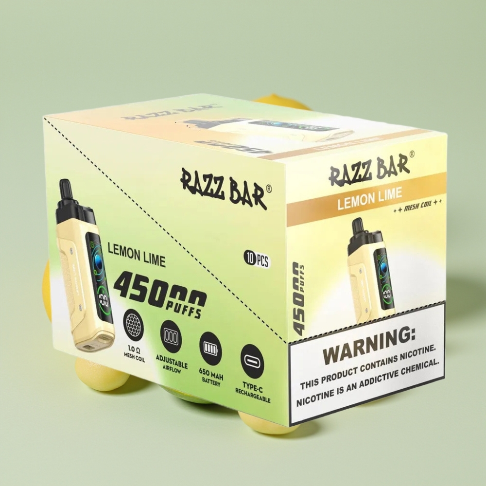 Razz Bar 45000 Puffs Engangsdamp Sitron Lime Justerbar Luftstrøm Typ-C-Oppladbar