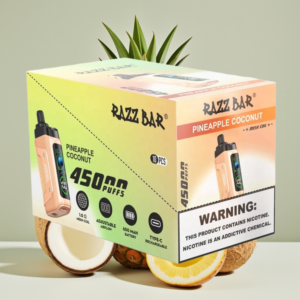 Razz Bar 45000 Puffs Engangsdamper Ananas Kokos Justerbar Luftstrøm Type-C