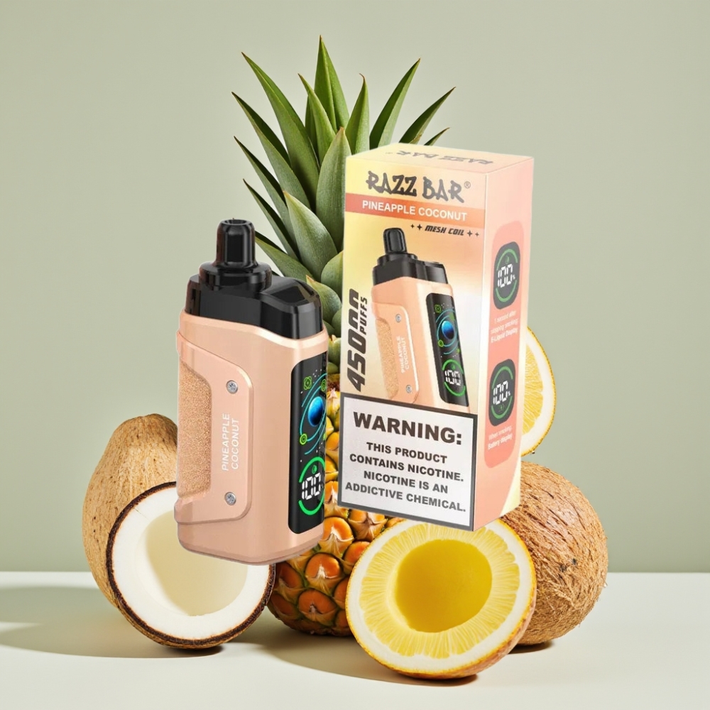 Razz Bar 45000 Puffs Engangsdamper Ananas Kokos Justerbar Luftstrøm Type-C