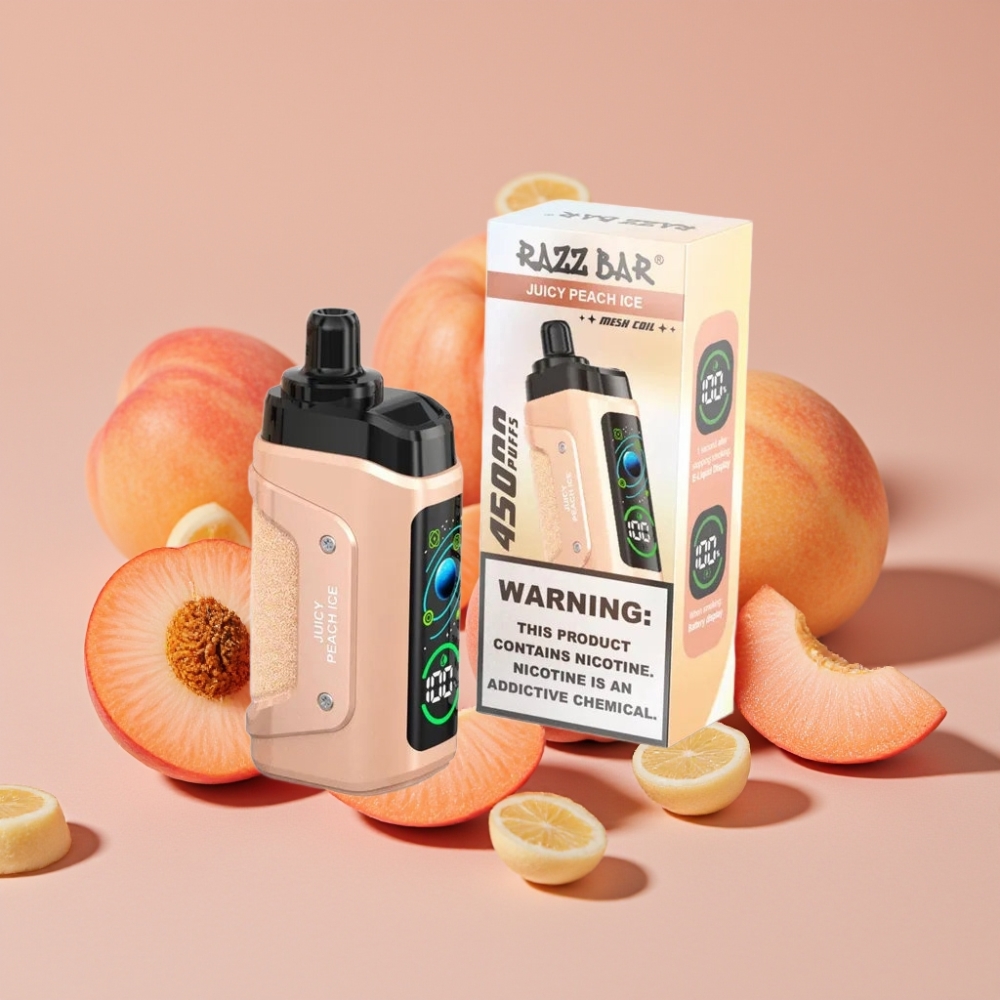 Razz Bar 45000 Puffs Engangsvape Juicy Peach Is Mesh Coil Justerbar Luftstrøm Type-C