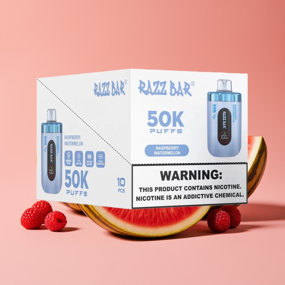 Razz Bar 50K Puffs Engangsdamp Bringebær Vannmelon 1.0 Ohm Mesh Type-C 2% Nikotin