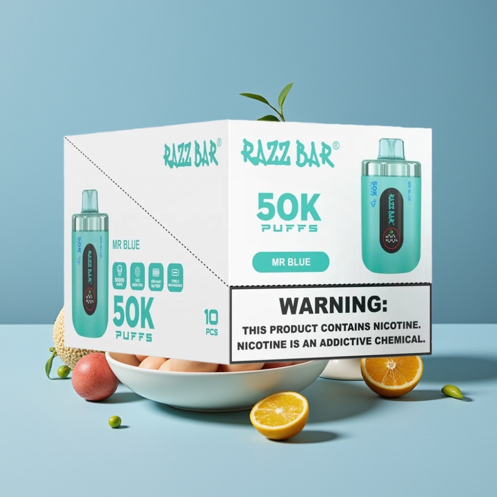 Razz Bar 50K Puffs Engangsdamp Herr Blå med 650 Mah Batteri & Type-C