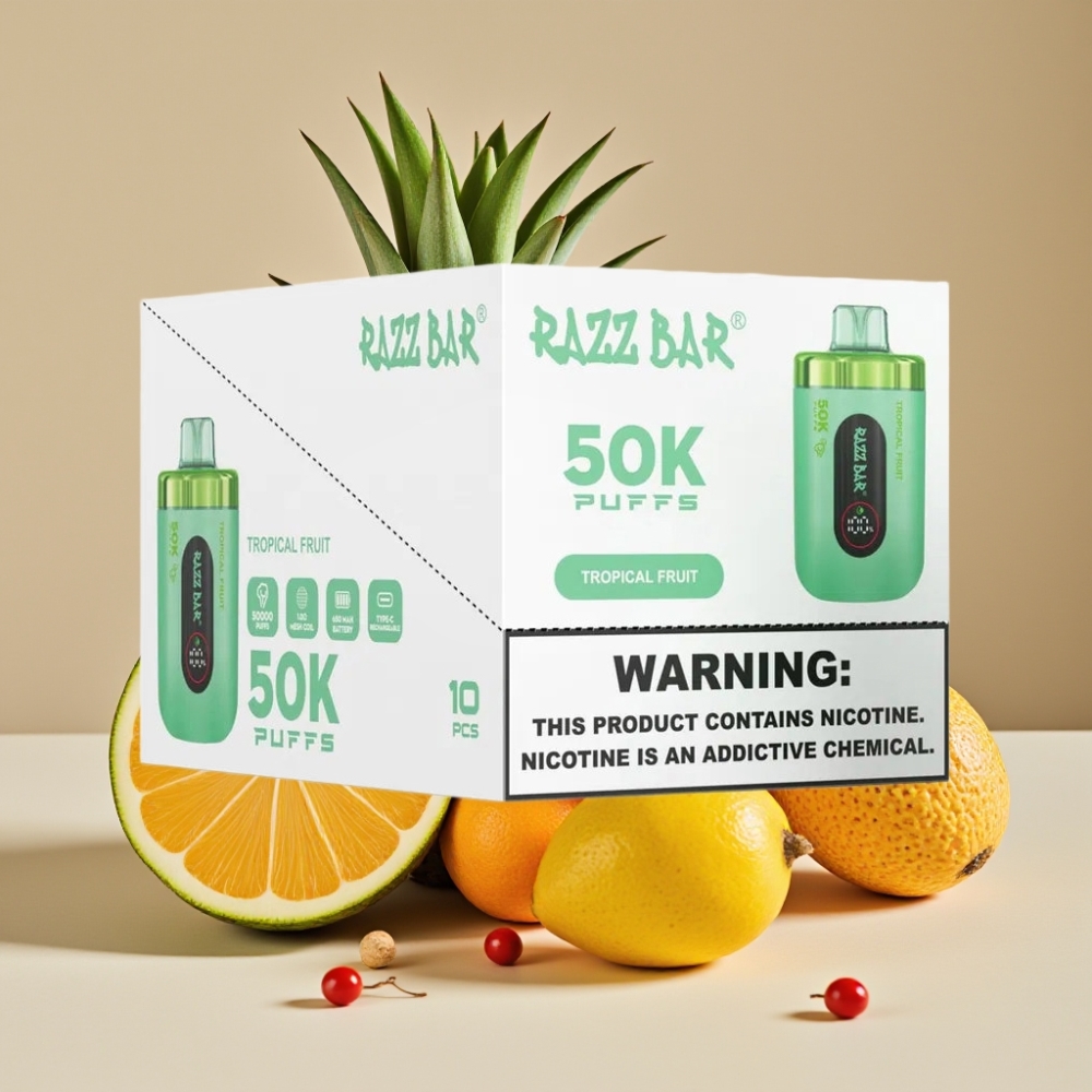 Razz Bar 50K Puffs Engangsdamper Tropisk Frukt Mesh Coil Type-C