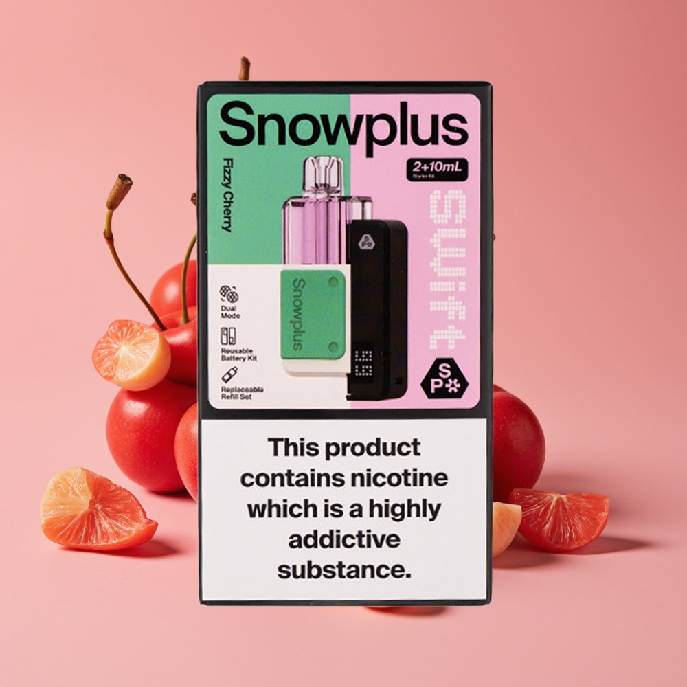 Snowplus Swift 5000 Puffs Dual Mesh Pod Kit Fizzy Kirsebær (43x81x25mm, 1000mAh)